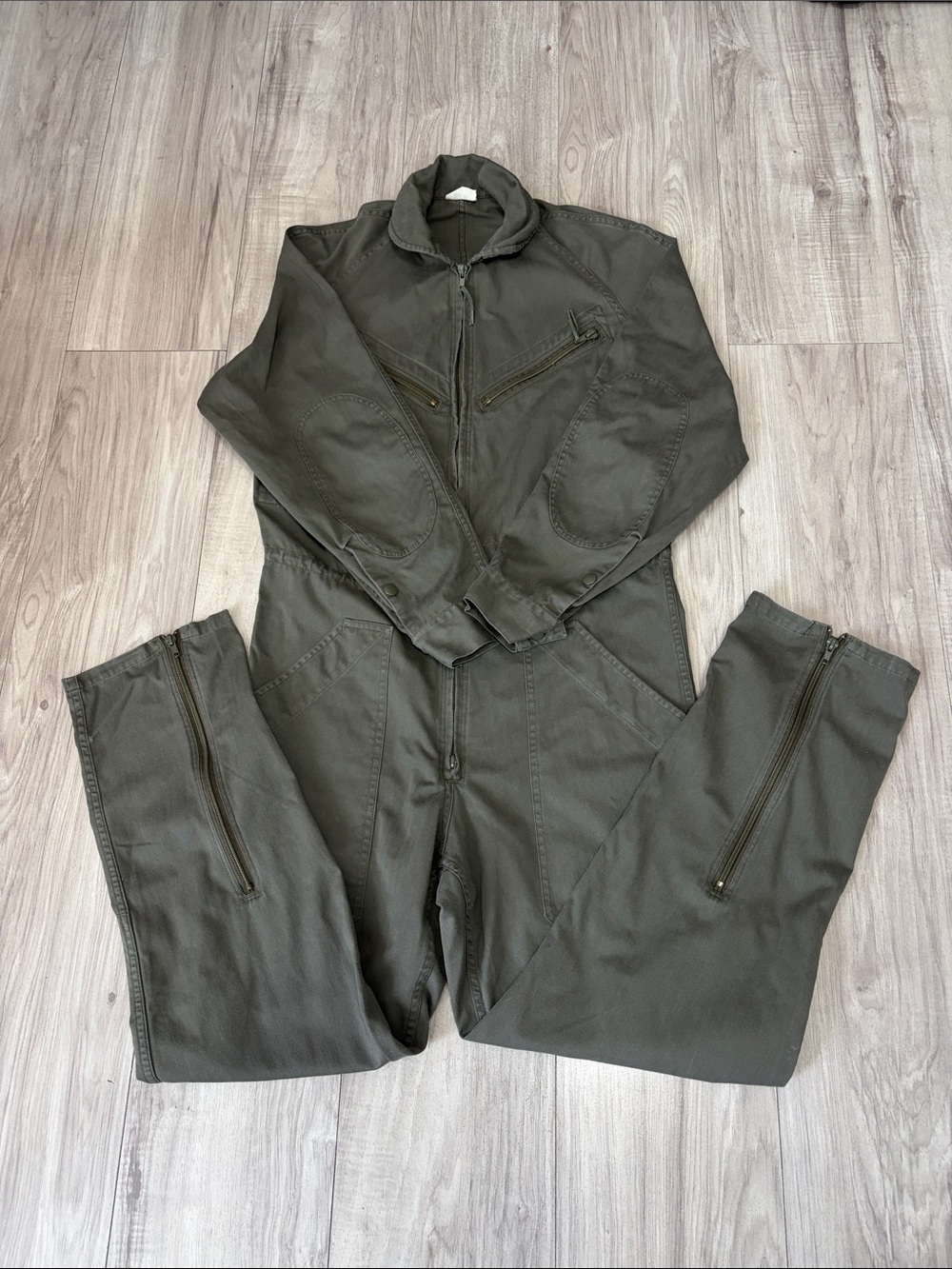 Vintage Olive Green Utility Jumpsuit - Women 1984